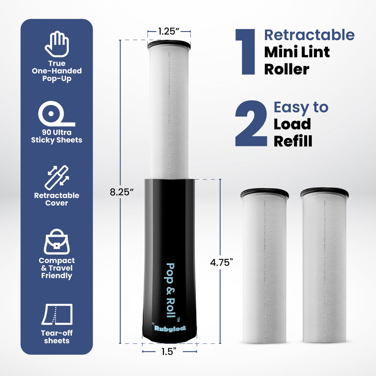 Mini Pet Hair Lint Roller + Refills