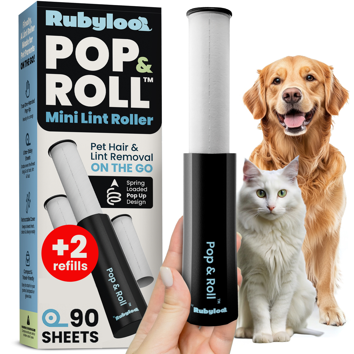Mini Pet Hair Lint Roller + Refills